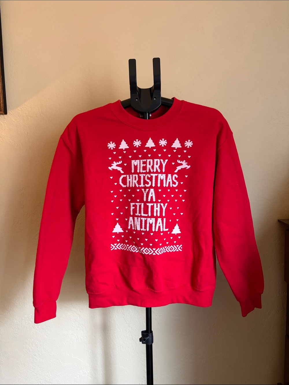 Red 'Merry Christmas Ya Filthy Animal' Holiday Sweatshirt - size M